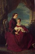 Franz Xaver Winterhalter The Empress Eugenie Holding Louis Napoleon, the Prince Imperial on her Knees Sweden oil painting reproduction
